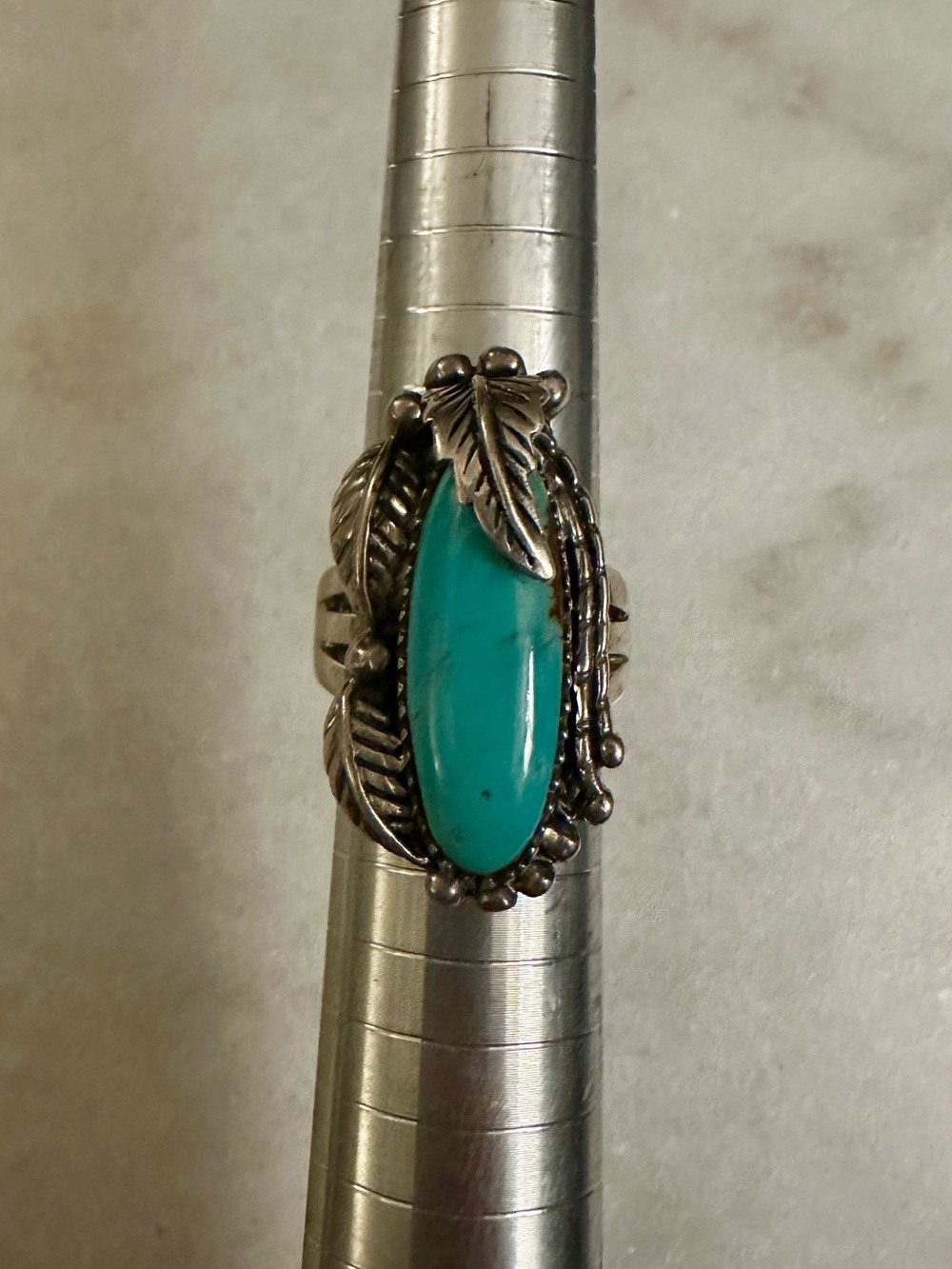 1996 Carol Felly sterling silver 925 Turquoise Stone Leaf Ring size 7